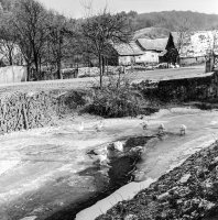 Potok Poltárica, na druhom brehu ulica Obrancov mieru (1959)
