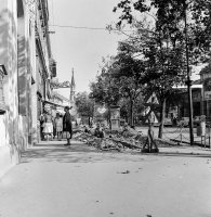 Ulica Tomáša Garrigua Masaryka, pohľad k reformovanému kostolu, Lučenec (1959)