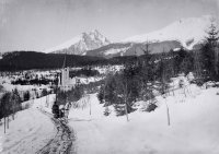 Evanjelický kostol, pohľad od Grand Hotela, Vysoké Tatry (1907)