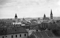 Pohľad na centrum mesta s Dómom sv. Alžbety a Urbanovou vežou, Košice (1940)