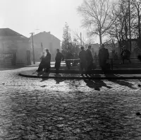Námestie pred železničnou stanicou a ústie Železničnej ulice, Lučenec (1959)