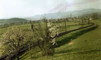 Pohľad na mesto, v popredí kaplnka pri Tureckom moste, Poltár (1960)
