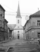 Univerzitná ulica a reformovaný kostol, Košice (1962)