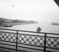 Pohľad z mosta cez rameno Malého Dunaja smerom na Dunaj, Komárno (1938)