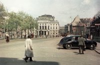 Hviezdoslavovo námestie, Slovenské národné divadlo a Ganymedova fontána, Bratislava (1956)