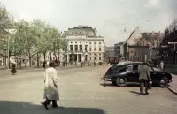 Hviezdoslavovo námestie, Slovenské národné divadlo a Ganymedova fontána, Bratislava (1956)