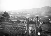 Pohľad z Kalvárie na mesto, rieku Nitru a Zobor, Nitra (1929)