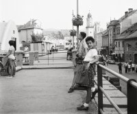 Námestie Š. Moyzesa, v pozadí Hodinová veža, Banská Bystrica (1964)