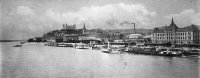 Dunajské nábrežie s parníkom, Prievoz, Bratislava (1915)