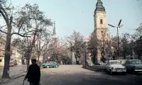 Kubínyiho námestie, katolícky a kalvínsky kostol, Lučenec (1966)