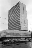 Hotel Kyjev na rohu Rajskej a Špitálskej ulice, Bratislava (1974)