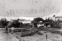Panoráma mesta, vľavo evanjelický kostol, Giraltovce (1914)