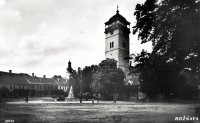 Námestie baníkov, busta Františky Andrássyovej a katedrála, Rožňava (1936)