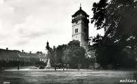 Námestie baníkov, busta Františky Andrássyovej a katedrála, Rožňava (1936)