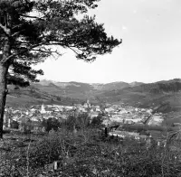 Pohľad na mesto s kostolmi sv. Františka Xaverského a evanjelickým, Dobšiná (1917)