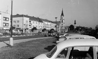 Námestie SNP so zámkom a evanjelickým kostolom, Zvolen (1972)