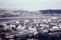Výhľad z hradu na vodnú elektráreň, Trenčín (1960)