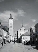 Bartókova ulica a reformovaný kostol, Rimavská Sobota (1942)