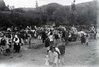 Trhový deň na námestí obce, Vrbovce (1920)
