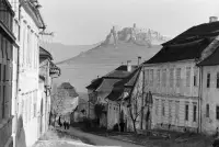 Dolná (východná) brána, výhľad na Spišský hrad, Spišské Podhradie (1970)