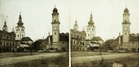 Námestie SNP, hodinová veža a barbakan, Banská Bystrica (1900)