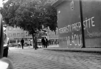 Protestný nápis proti okupácii na Kukučínovej ulici, Nové Zámky (1968)