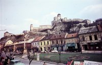 Mierové námestie a hrad v pozadí, Trenčín (1969)