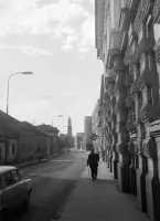 Ulica Istvána Hatvaniho a evanjelický kostol, Rimavská Sobota (1978)