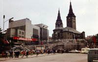 Námestie Andreja Hlinku, Búrianova veža a kostol Najsvätejšej Trojice, Žilina (1973)