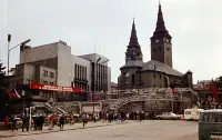 Námestie Andreja Hlinku, Búrianova veža a kostol Najsvätejšej Trojice, Žilina (1973)