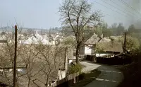 Prónayovský kaštieľ, pohľad z vlaku, Lučenec (1959)
