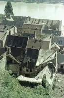 Pohľad na Dunaj a zbúranú štvrť Vydrica, Bratislava (1956)