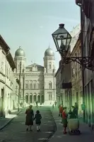 Vydrická ulica a Rybné námestie so synagógou, Bratislava (1956)
