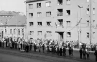 Maratón mieru, pohľad z domu na Komenského ulici, Košice (1966)