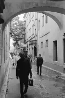 Poštová ulica s výhľadom na Hlavnú ulicu, Košice (1974)