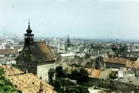 Pohľad z hradu a kostol sv. Mikuláša, Bratislava (1967)