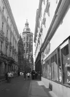 Mlynská ulica a veža Dómu sv. Alžbety, Košice (1978)