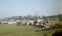 Prónayovský kaštieľ, pohľad z vlaku, Lučenec (1959)