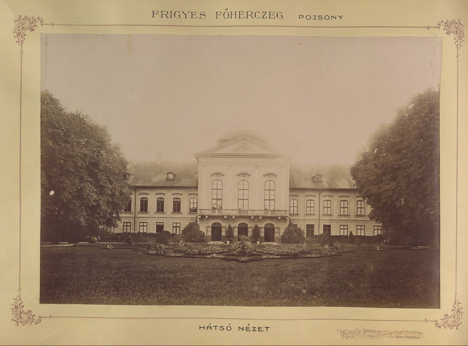 Grasalkovičov palác, zadný pohľad, Bratislava (1900)