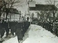Maďarská polícia pochoduje mestom, Lučenec (1938)