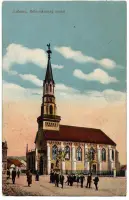 Reformovaný kostol s veľkou vežou na námestí, Lučenec (1925)