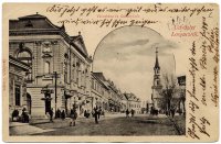 Radnica a Kubinyiho námestie s vežou kostola, Lučenec (1904)