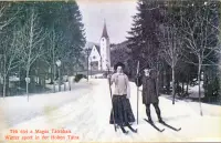 Lyžiari v Tatranskej Lomnici, Vysoké Tatry (1910)