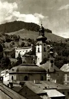 Pohľad na strechy a Starý zámok, Banská Štiavnica (1930-1949)