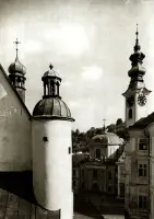 Pohľad na strechy a veže starého mesta, Banská Štiavnica (1930-1949)