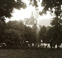 Námestie Š. Moyzesa, cintorín a Kostol Nanebovzatia Panny Márie, Banská Bystrica (1939)
