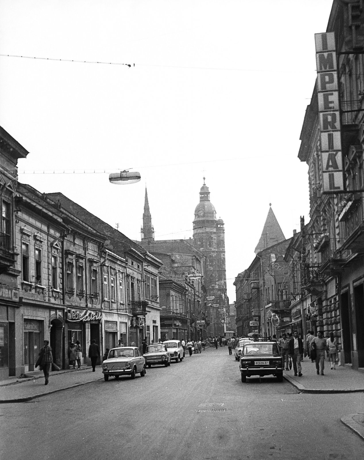 Mlynská ulica a veža Dómu sv. Alžbety, Košice (1972)