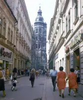 Mlynská ulica a veža Dómu sv. Alžbety, Košice (1976)