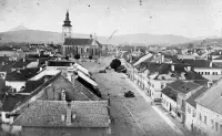 Hlavná ulica a Konkatedrála sv. Mikuláša z veže kostola, Prešov (1900)