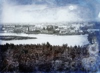 Panoráma mesta s Váhom v popredí, Piešťany (1911)